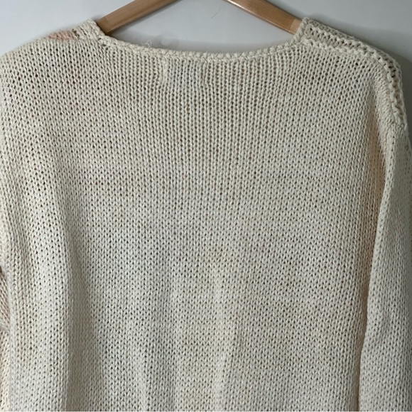 Vintage Distinction Ivory Chunky Hand Knit Crew Neck Sweater Sz L - Picture 9 of 10